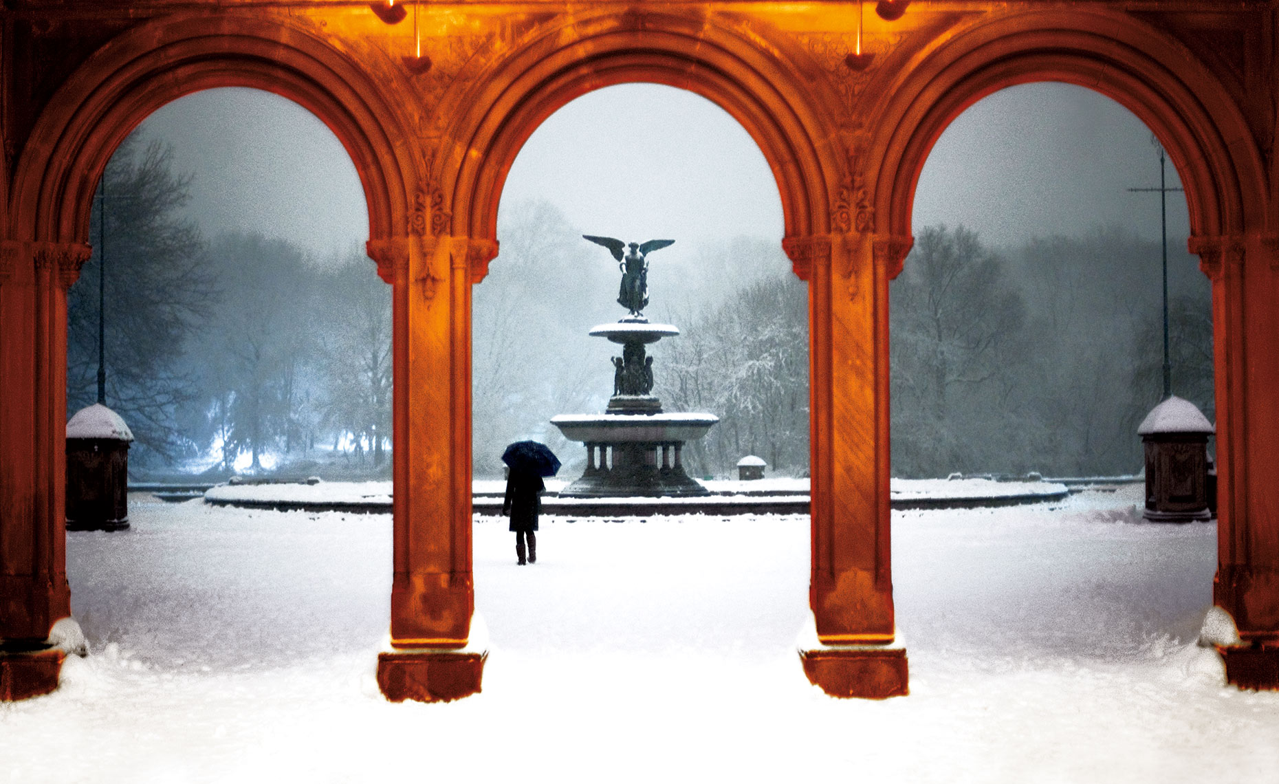 Bethseda Fountain, Central Park In Snow, NY Postcard | Travel & New ...