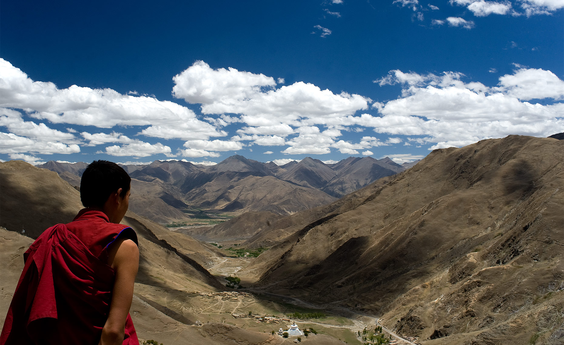 Buddhist Monk in Drak Yerpa Monastery, Tibet