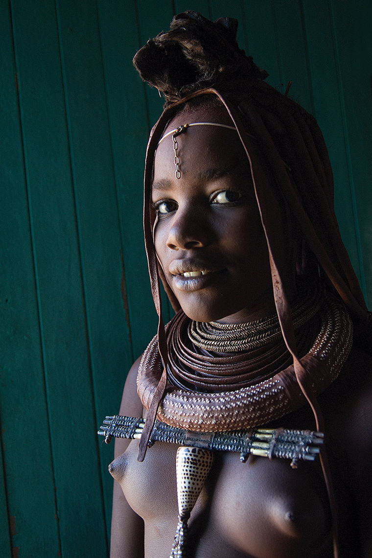 A half naked girl of the Himba tribe in Namibia. 