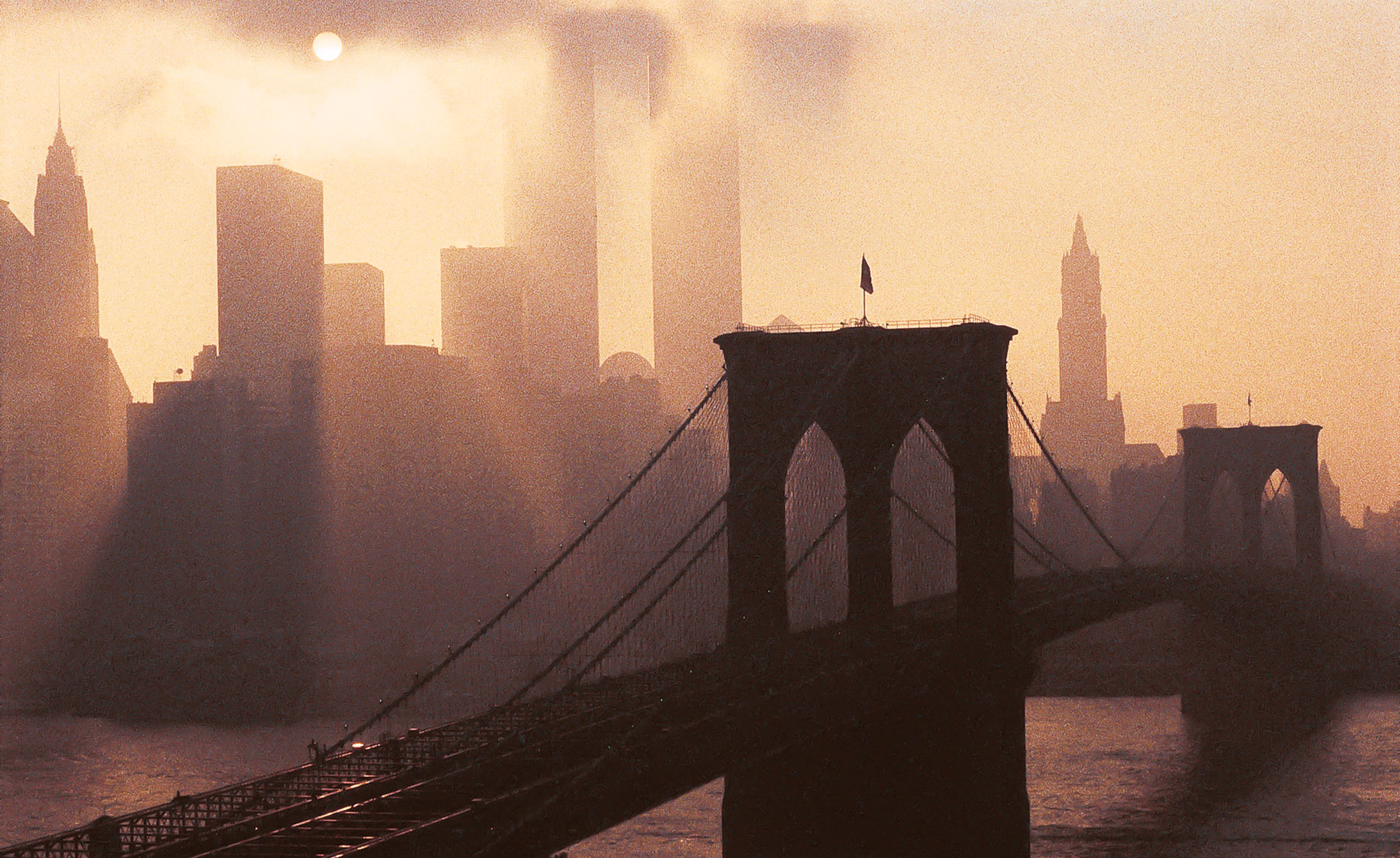 Brooklyn Bridge And World Trade Center, New York postcard